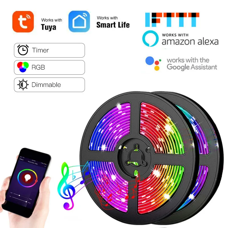

Высококачественная Светодиодная лента с Wi-Fi, s RGB, светодиодная лампа 5050, гибкая водонепроницаемая лента с диодами, постоянный ток, Wi-Fi, диста...