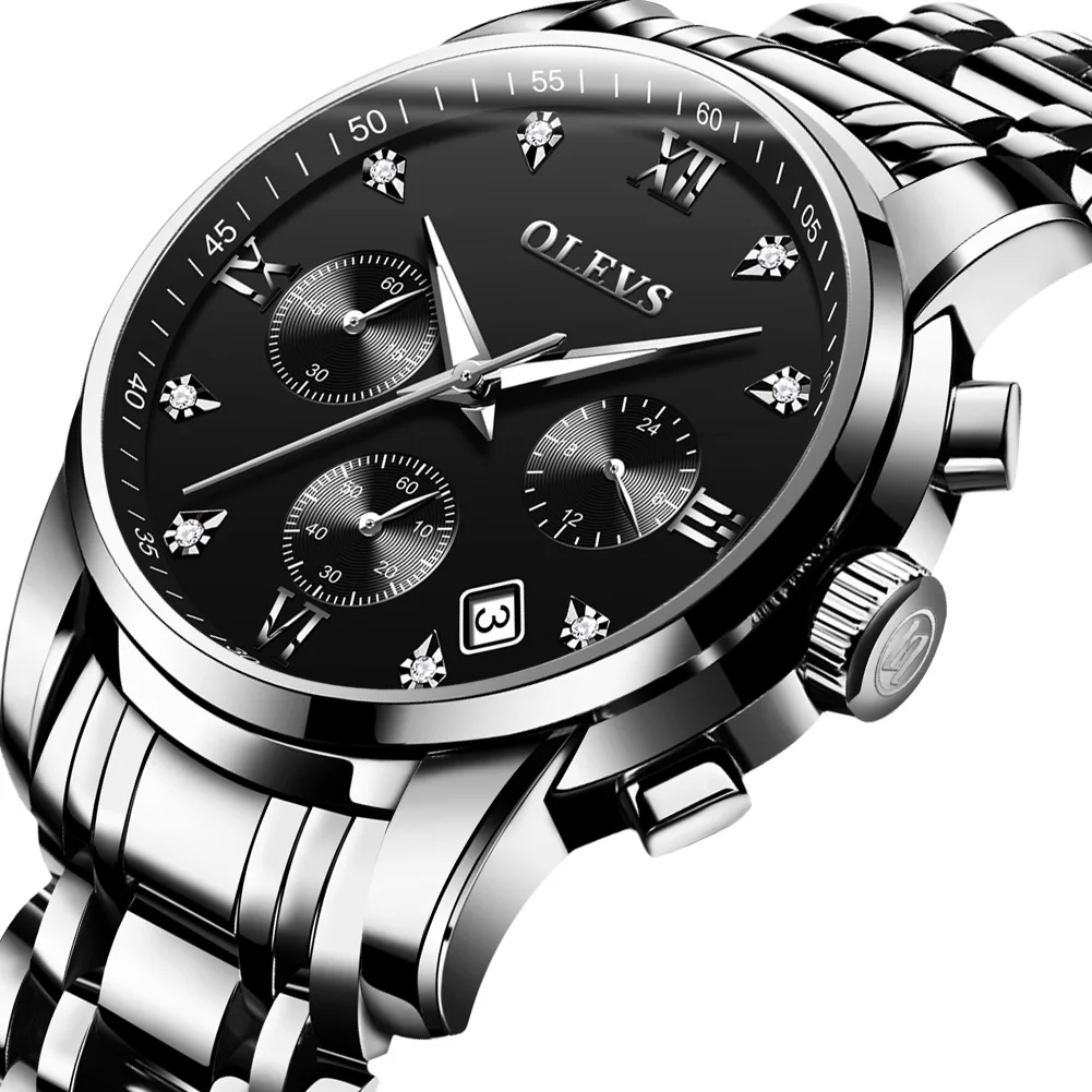 OLEVS Топ бренд водонепроницаемые часы для мужчин кварцевые Дата Календарь
