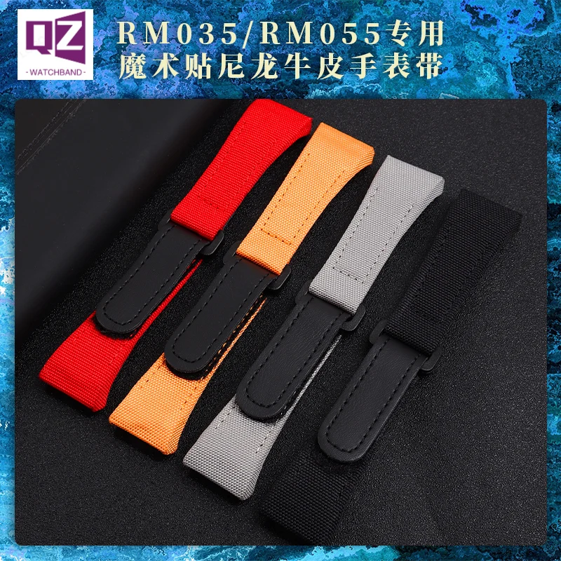 High Quality 25mm Nylon Watchband Canvas Stitching For Richard MILLE Strap Man Watch band Genuine Leather bottom and tools