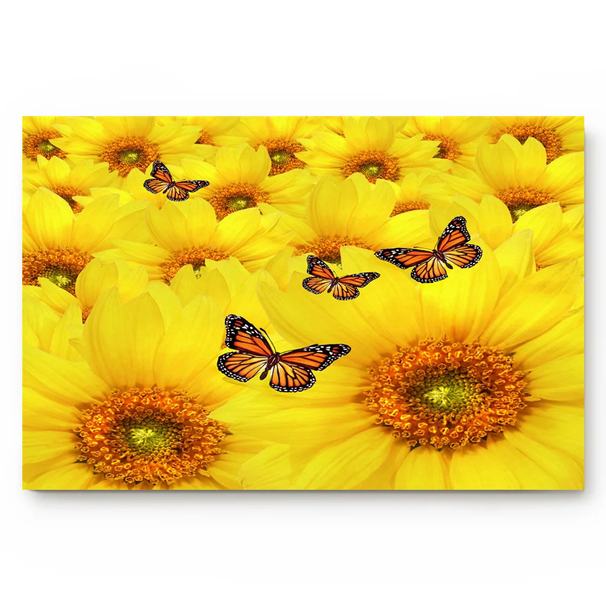 Коврики для ванной с подсолнухами желтыми бабочками и цветами нескользящий