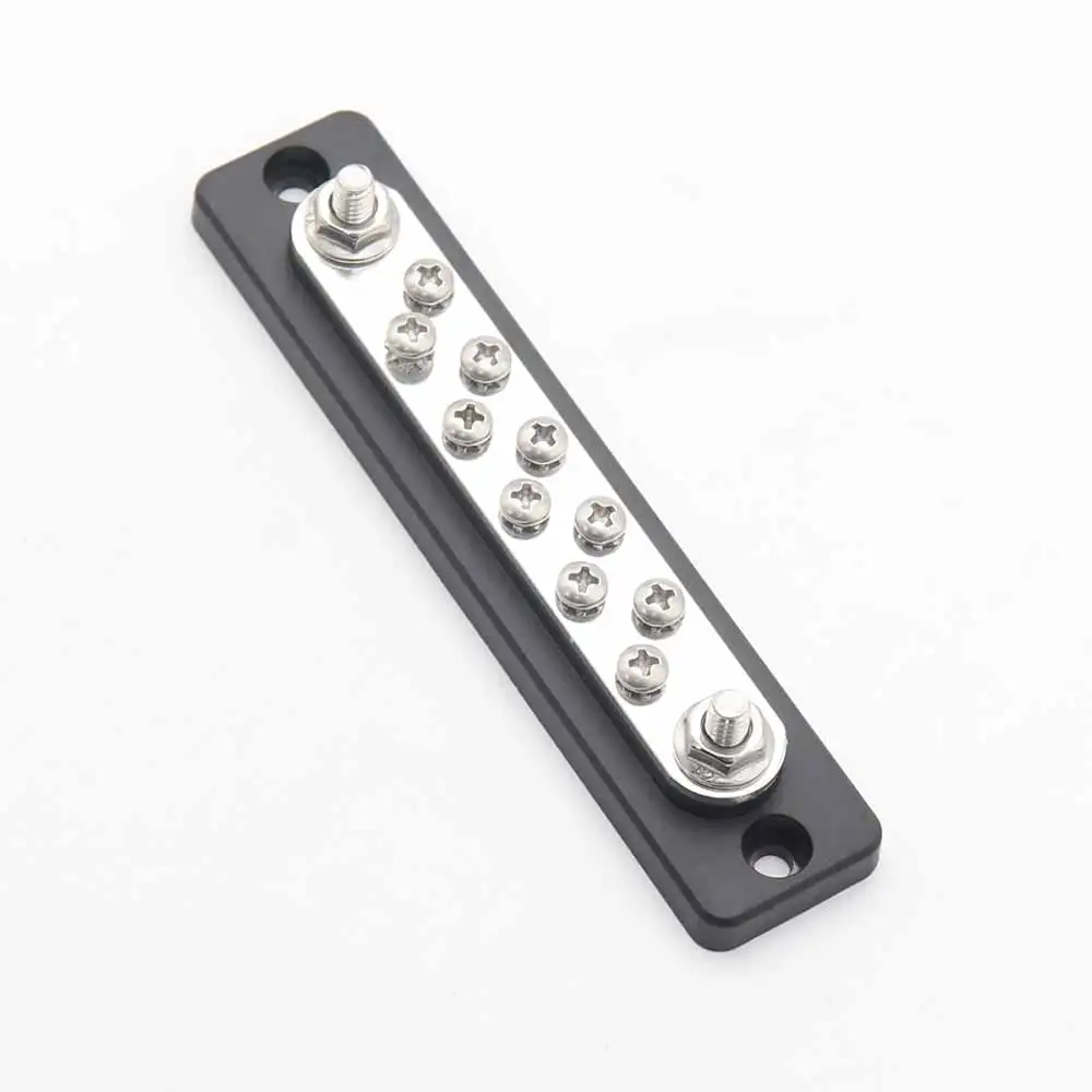 

10 Terminal Bus Bar with Transparent Cover 150A DC 48V Power Distribution BusBar for Car Boat Marine Caravan RV