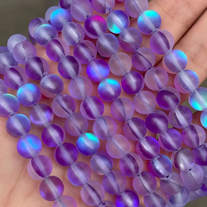 

Flash Shimmer Round Matte Moonstone Glass Beads Loose Strand Beads DIY Bracelet For Jewelry Making 15'' Strand 6mm 8mm 10mm 12mm