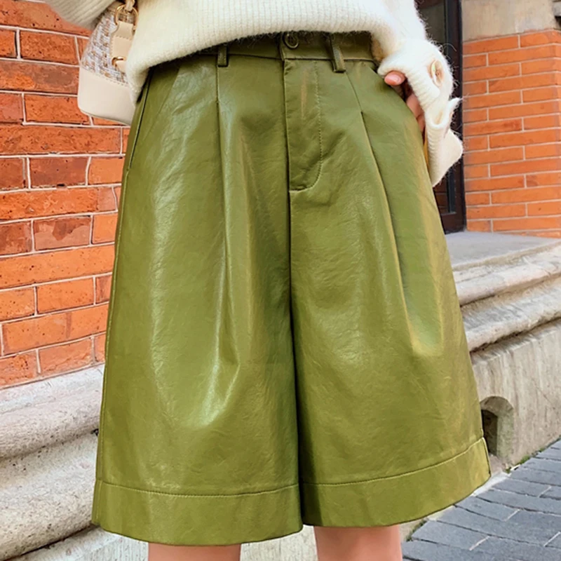 

Шорты LJSXLS женские из искусственной кожи, модные черные короткие женские шорты из искусственной кожи с эластичным поясом, модель сезона осен...