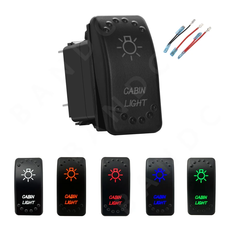 

CABIN LIGHT Rocker Switch 5P ON-OFF SPST Led Button Toggle Switch with Wire for Car Boat Marine Truck Jeep Off-Road Bus RZR SUV