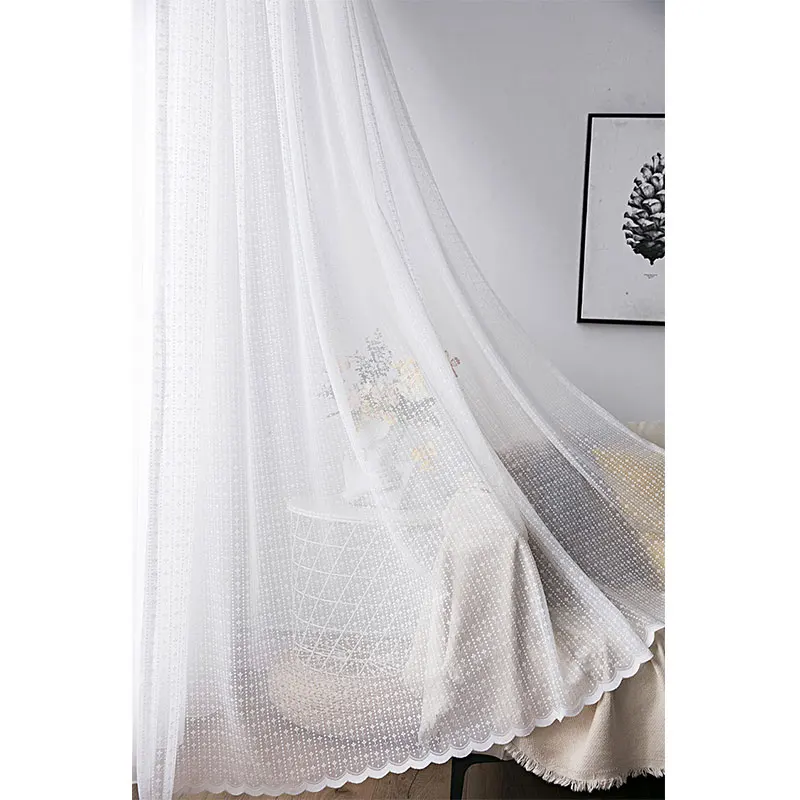 

White Jacquard Luxury Tulle Window Curtain for Living room Modern Sheer Voile Curtains for Bedroom Kitchen Window Treatment