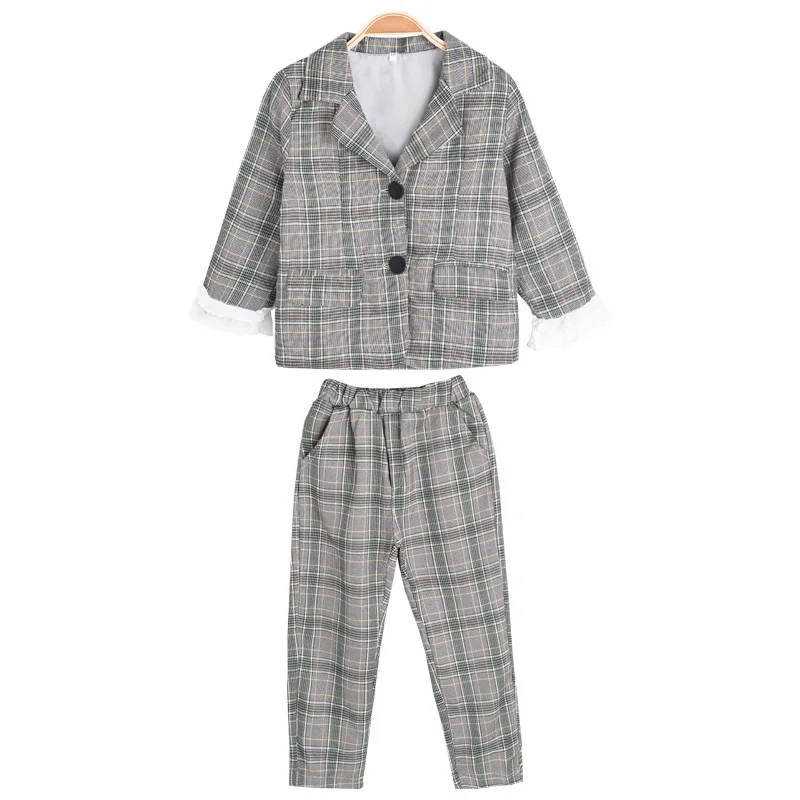 Toddler Girl Fall Clothes Outfits For Girls Children/kids Tracksuit Wedding Kids Suit Formal Pant Plaid Blazer Set 10 | Детская одежда