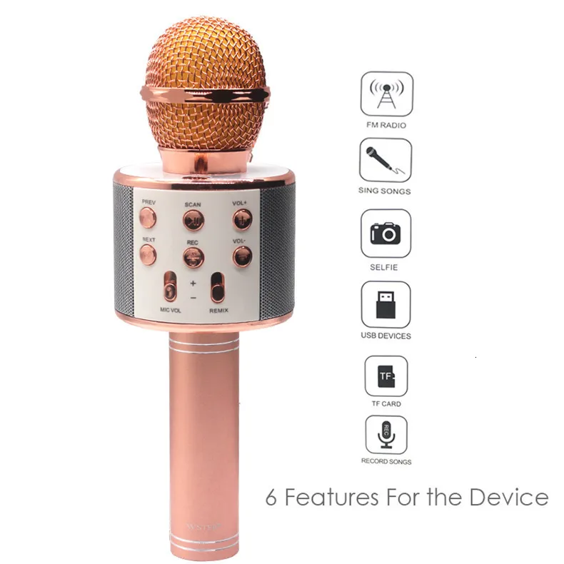 WS858 Bluetooth беспроводной микрофон для караоке AUX line/Micro USB зарядный кабель/пенный(мягкий) микрофон Чехлы/Чехол для микрофона