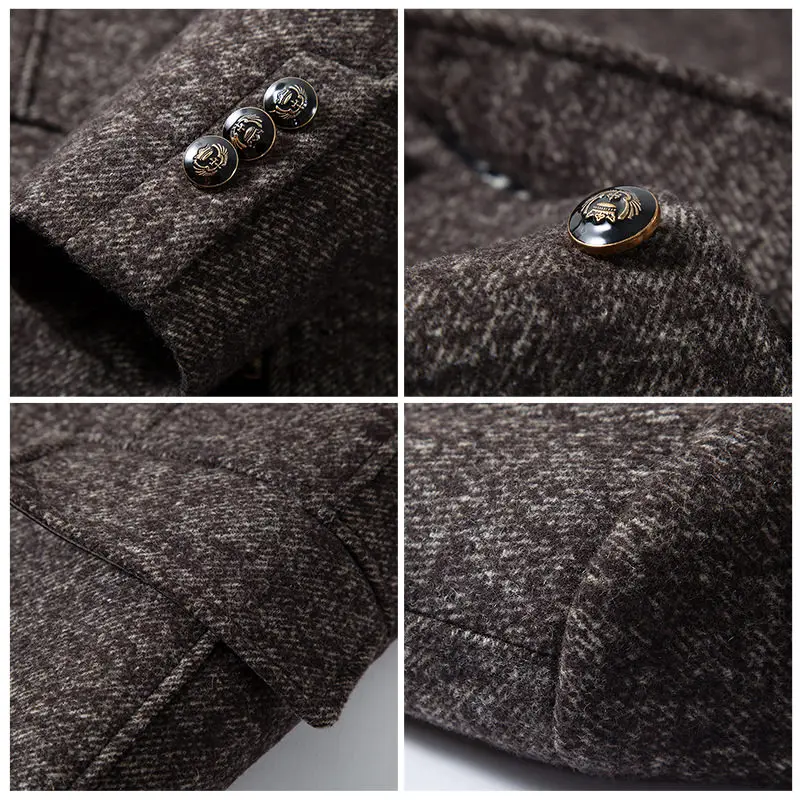 

Winter Coat Men 60% Wool Lapel Thicked Trench Coat Men Grey Casual Mens Wool Coat High Quality Winter Long Jacket Men