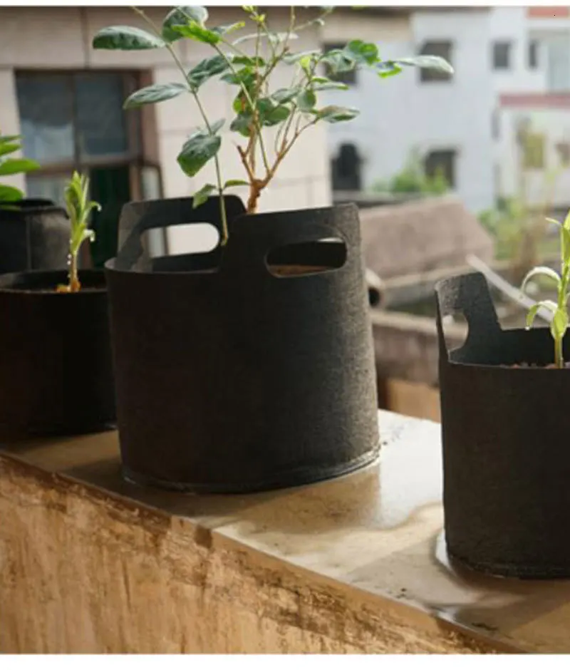 1/2/3 Gallon Garden Grow Bags 2 Handle Round Planting Bag Non-woven Fabric Flower Pots Grow Bag for Plants Vegetable Cultivation