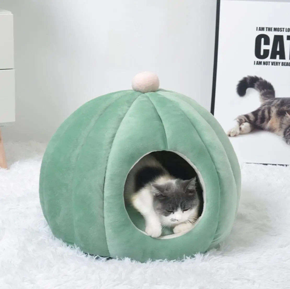 

Глубокий сон комфорт зимой кошка кровать маленький коврик корзина для Кошкин дом товары палатка для животных Уютная пещера кровати