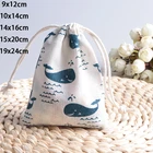 10 шт.лот 9x12 10x14 14x16 15x20 19x24 хлопковая льняная Джутовая сумка, подарочная упаковка, косметичка, тканевые сумки с принтом Кита