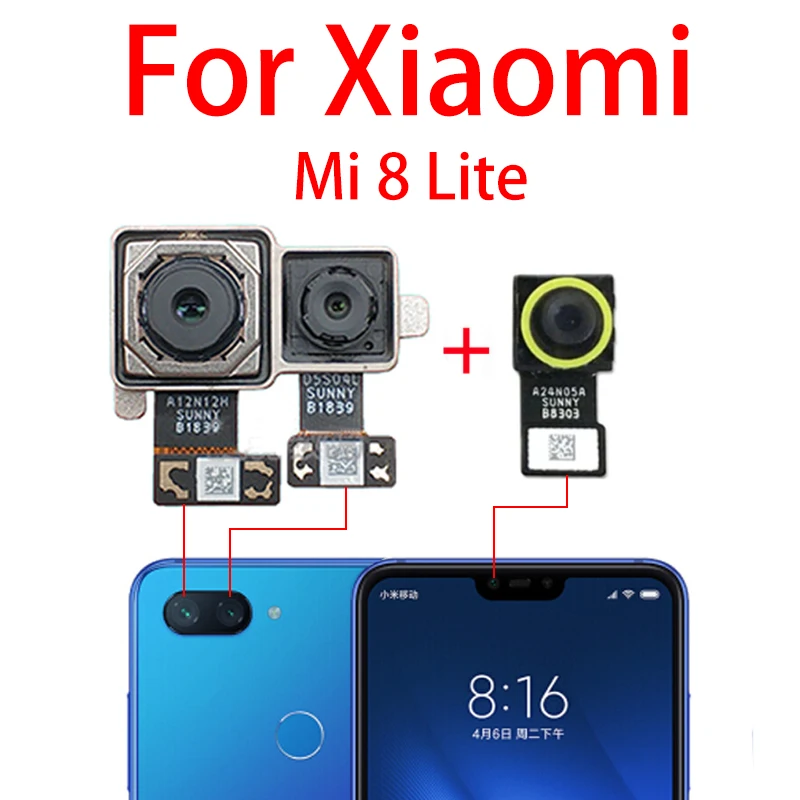 

Оригинальная передняя и задняя камеры для Xiaomi Mi 8 Lite, Mi8 Lite, модуль основной камеры, гибкий кабель, запасные части для замены