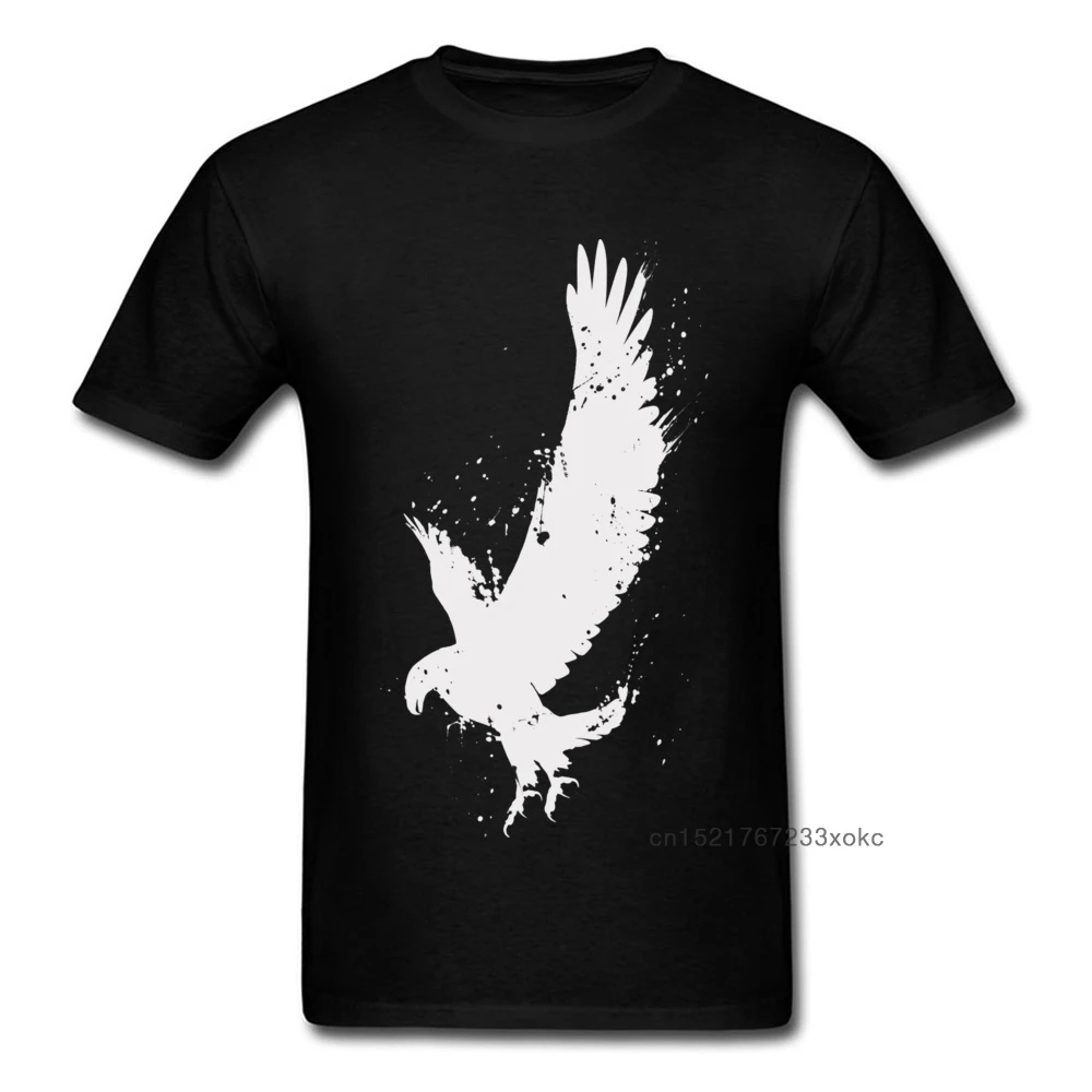 2018 летняя футболка мужская с орлом и кистями брызгами на темноте осенняя черная