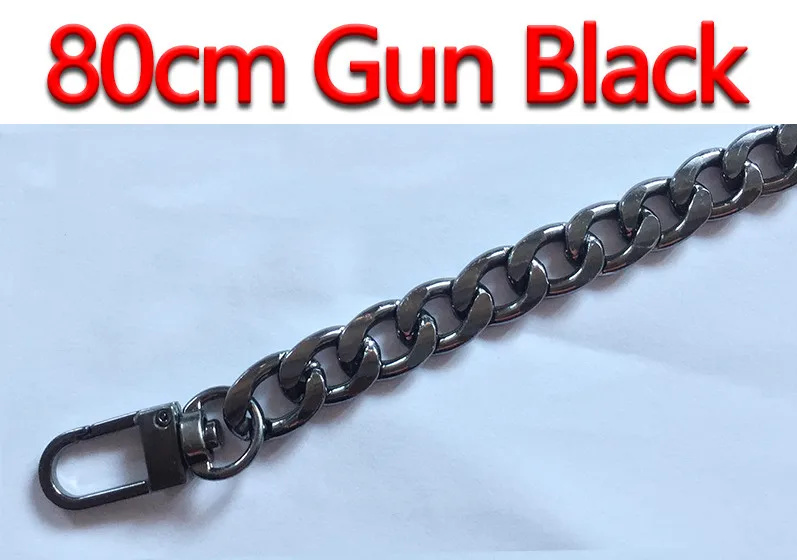 80cm Gun Black Ультра светильник Алюминиевые цепочки DIY золото, серебро, пистолет черный 12 мм сменный светильник на цепочке кошелек ремень, сумка ремни для маленькой сумочки - Цвет: 80cm Gun Black