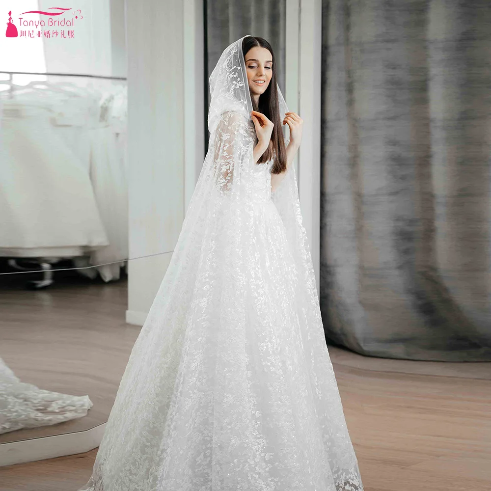 

Lace Long Wedding Cape With Hood 2m Length Elegant Brides Wraps Long Jacket ZJ026