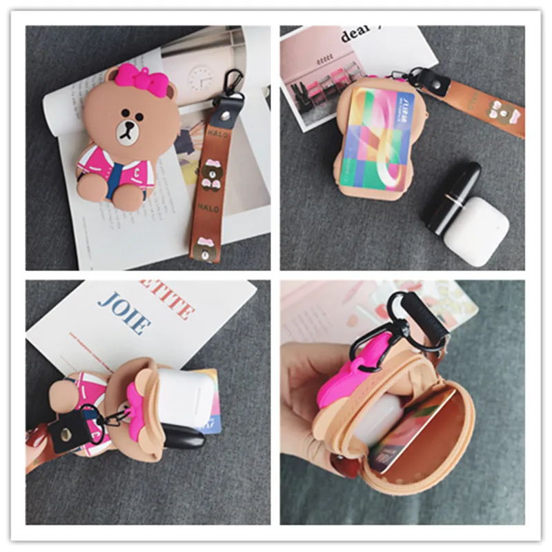 Мягкий силиконовый чехол для хранения наушников с объемным рисунком сумка