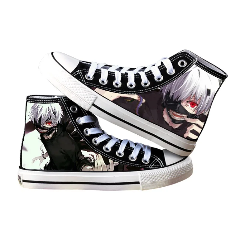Текстильные кроссовки Tokyo Ghoul черные мужские с высоким вырезом аниме принтом