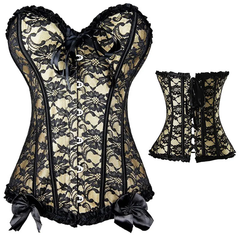 

X Sexy Women steampunk clothing gothic Plus Size Corsets Lace Up boned Overbust Bustier Waist Cincher Body shaper corselet S-6XL