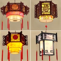 chinese antique chandelier solid wood sheepskin restaurant living room teahouse chinese style retro lamp hotel lamp