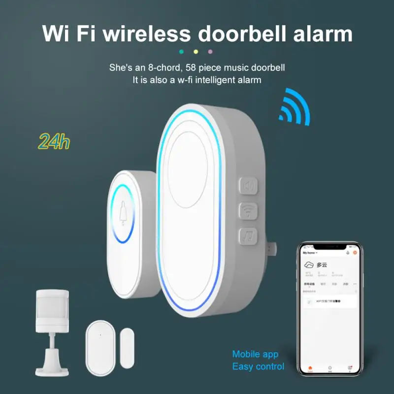 

Tuya Smart WiFi Doorbell Alarm 433MHz Detector Indoor Alarm System Smart Home Security And Anti-theft For Old People SOS Alarm