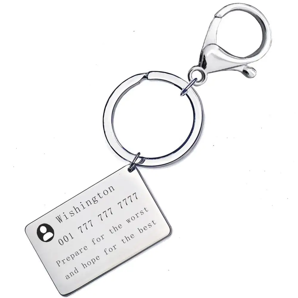 Брелок для ключей с металлическим резным именем телефона защитой от потери