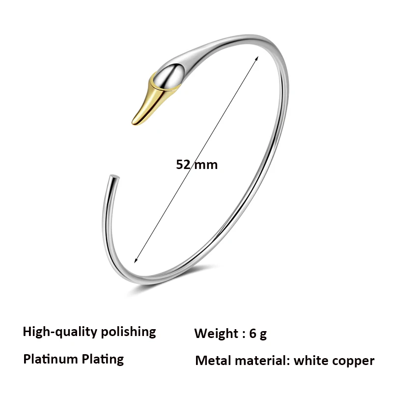 Literary Style Cuff Bracelets Graceful Swan Simple Thin Female Bracelet INS Hand Accessories Gift For Women's Trendy Jewelry