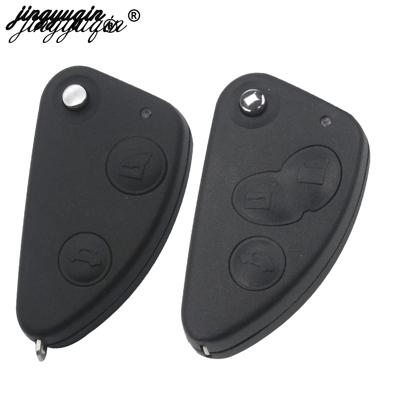 

jingyuqin 10pcs/lot 3 Buttons key Shell Car Flip Remote key shell Fob Uncut Blade For Alfa Romeo 147 156 166 GT Car Key