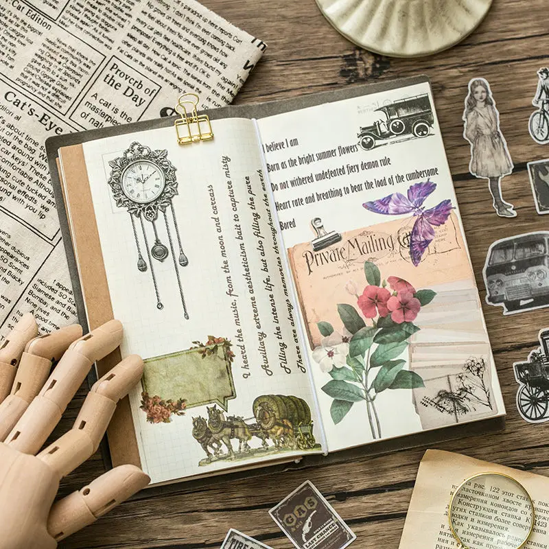 

60 шт./упак., ретро-серия, водонепроницаемый телефон, записная книжка, дневник, аксессуары для рукоделия
