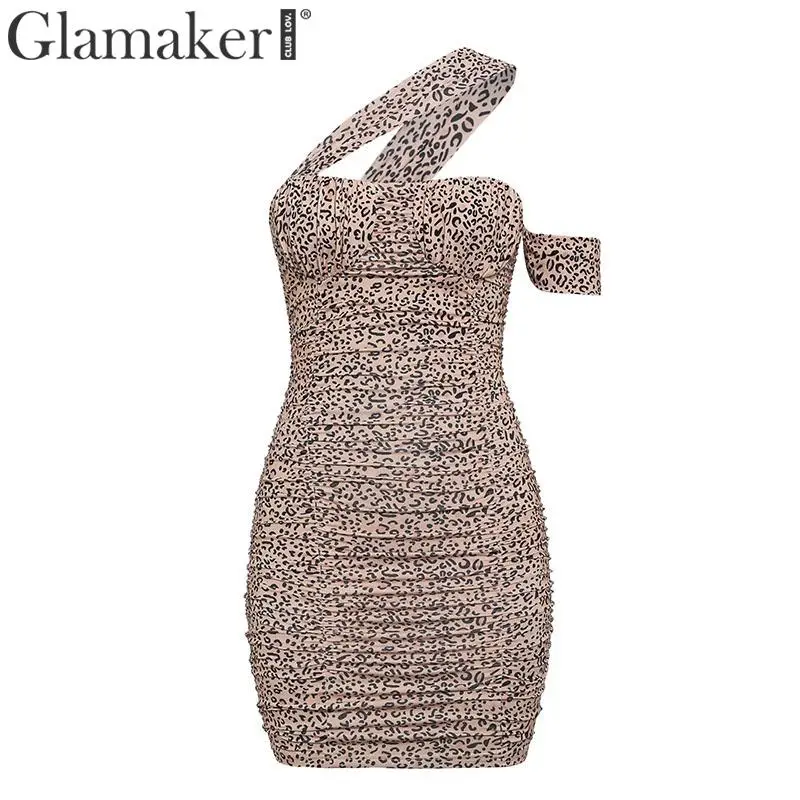 Glamaker, трикотажное облегающее платье с леопардовым принтом, женское элегантное платье без рукавов с высокой талией, женские вечерние платья на осень и зиму, сексуальное платье