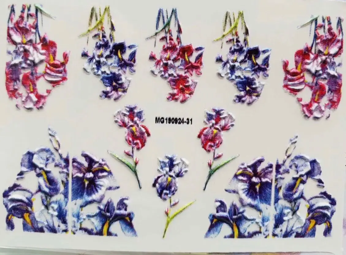 

1pcs 3D Acrylic Carving Flower Nail Sticker Embossing Nail Water Decal Fashion Experience Nail Water Slippery Nail Decoration