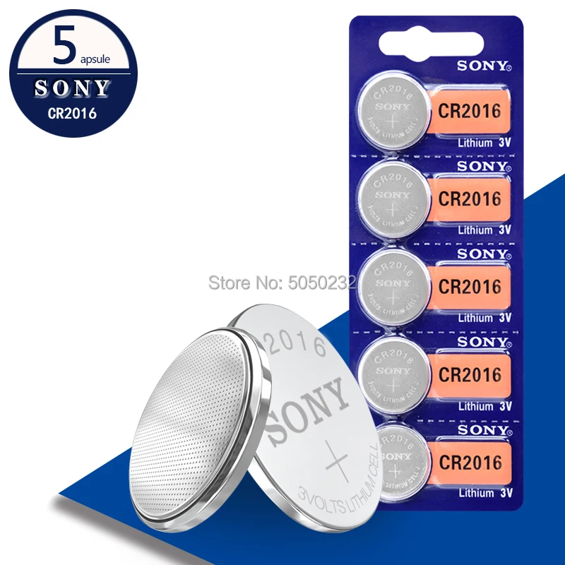 5 шт. для SONY CR2016 кнопочные батареи 3 в CR 2016 LM2016 BR2016 DL2016 ячейка монета литиевая