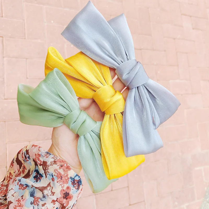 

Fashion Hairpin High Quality Silk Crystal Woman Girl Solid Color Bow Barrette Large Velvet Satin Hair Accessories Free Shipping