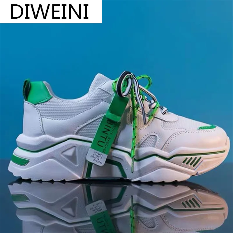 

Women's Chunky Sneakers 2021 Autumn New Fashion Women's Vulcanize Shoes Breathable Lace Up Platform Shoes Casual Dad Shoes