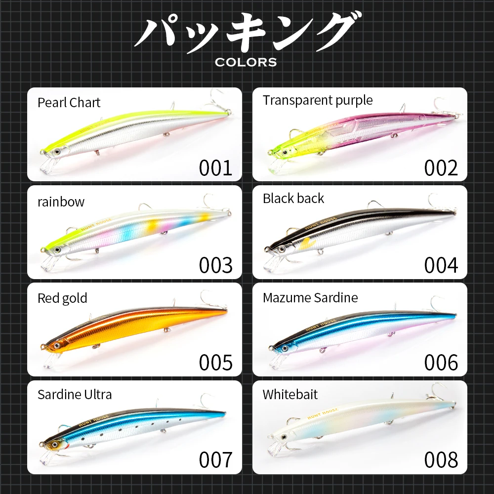 Hunthouse 3 шт./лот лучшие цены Tide Minnow тонкий 175F приманки 175 мм/34 г Длинные литья Jerkbait Pesca