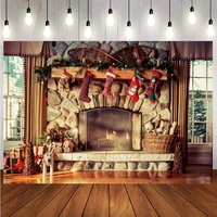 laeacco christmas photography background stone fireplace customized baby kid portrait party backdrops for photo studio