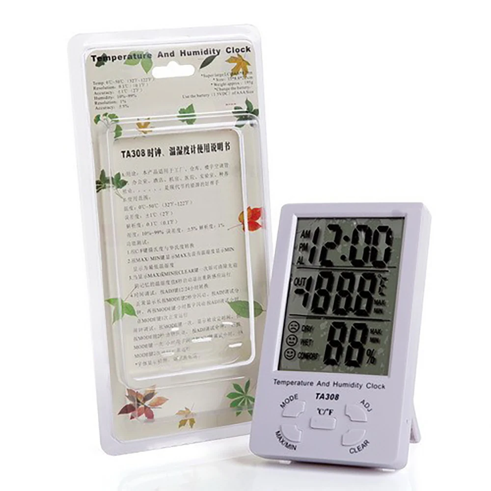 

Wall Hanging Thermometer Hygrometer Household Outdoor Weather Station Electronic Temperature Humidity Monitor With Clock