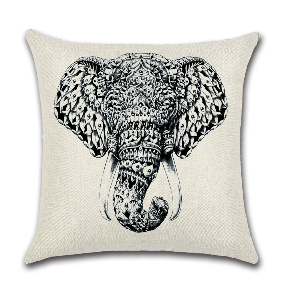 

Elephant Animal Cotton Linen Cushion Covers 45x45cm Square One Side Print Poszewka Dekoracyjna Personalized Gift Home Decoration