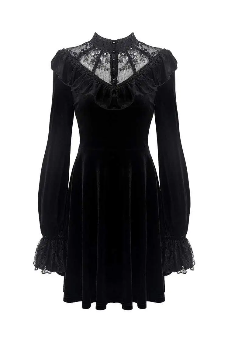 Darkinlove женские готические Ruched Кружева v образным вырезом бархатные платья