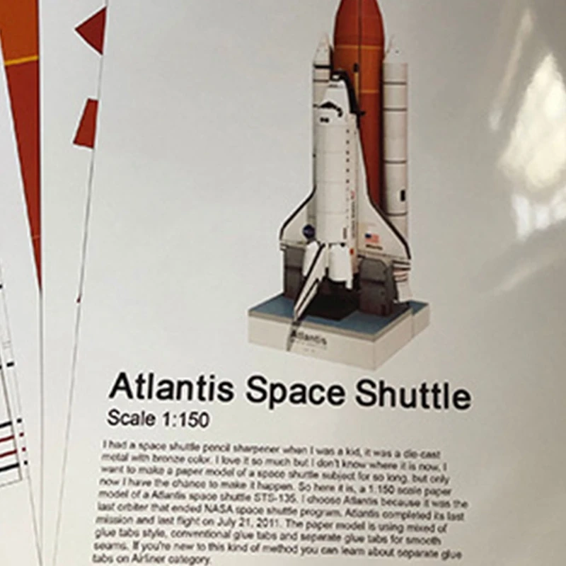3D Paper Model Space Library Papercraft Cardboard House for Children Toys 1: 150 Shuttle Atlantis Puzzle Handmade Rocket | Игрушки и