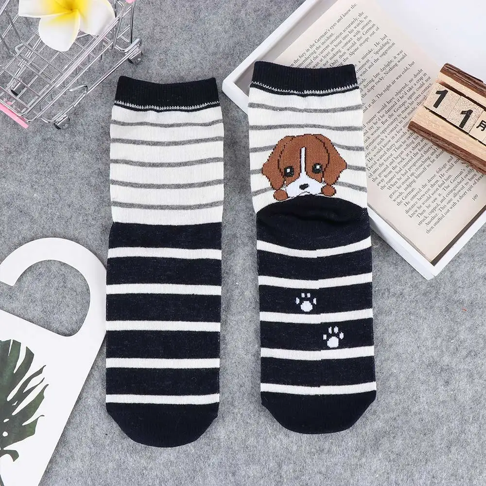 Модные женские хлопковые носки теплые короткие с забавным принтом щенка в стиле