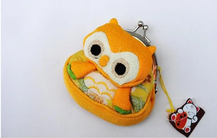 2022 Wholesale Japanese style owl coin purses coin bags Zero Wallet Japanese kimono fabric
