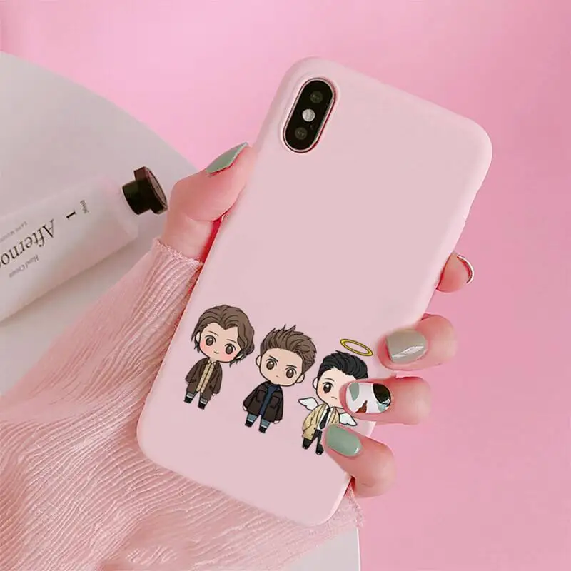 

Supernatural TV series Phone Case Candy Color for iPhone 6 7 8 11 12 s mini pro X XS XR MAX Plus