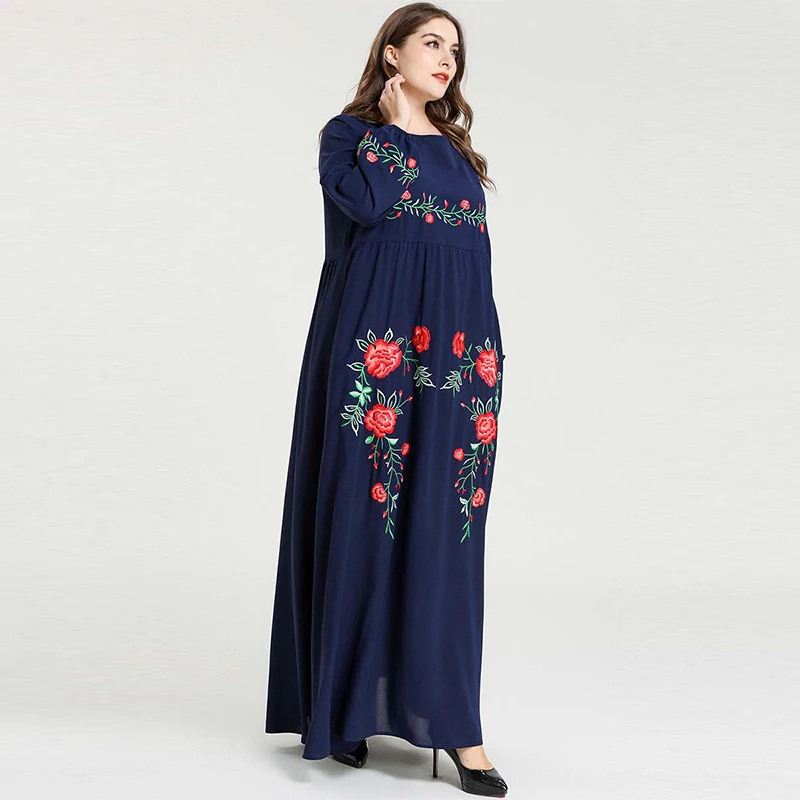 Мусульманское женское мусульманское турецкое модное вышитое платье большого