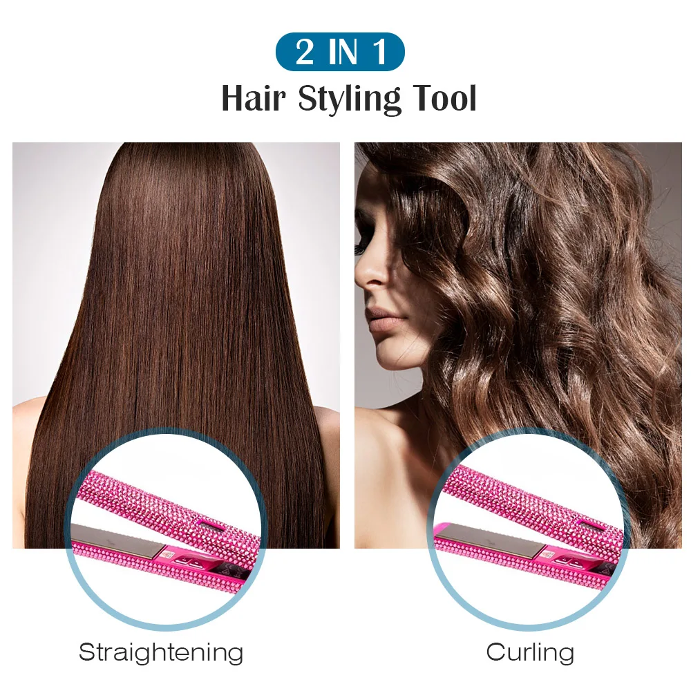 Профессиональный алмазный выпрямитель для волос щипцы завивки с отрицательными