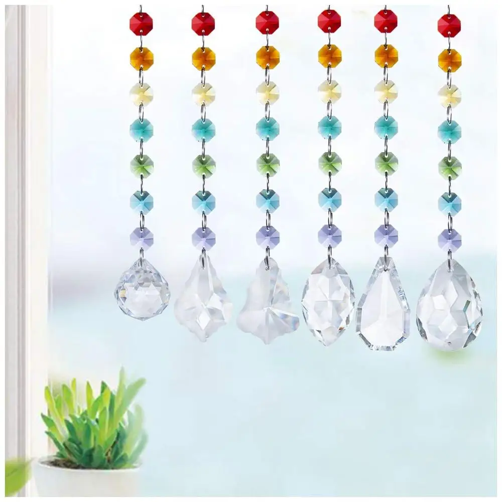 H& D чакра хрустальные призмы Suncatcher с мульти Восьмиугольные бусины окна висячие украшения Радуга производитель Коллекция декор, упаковка из 6