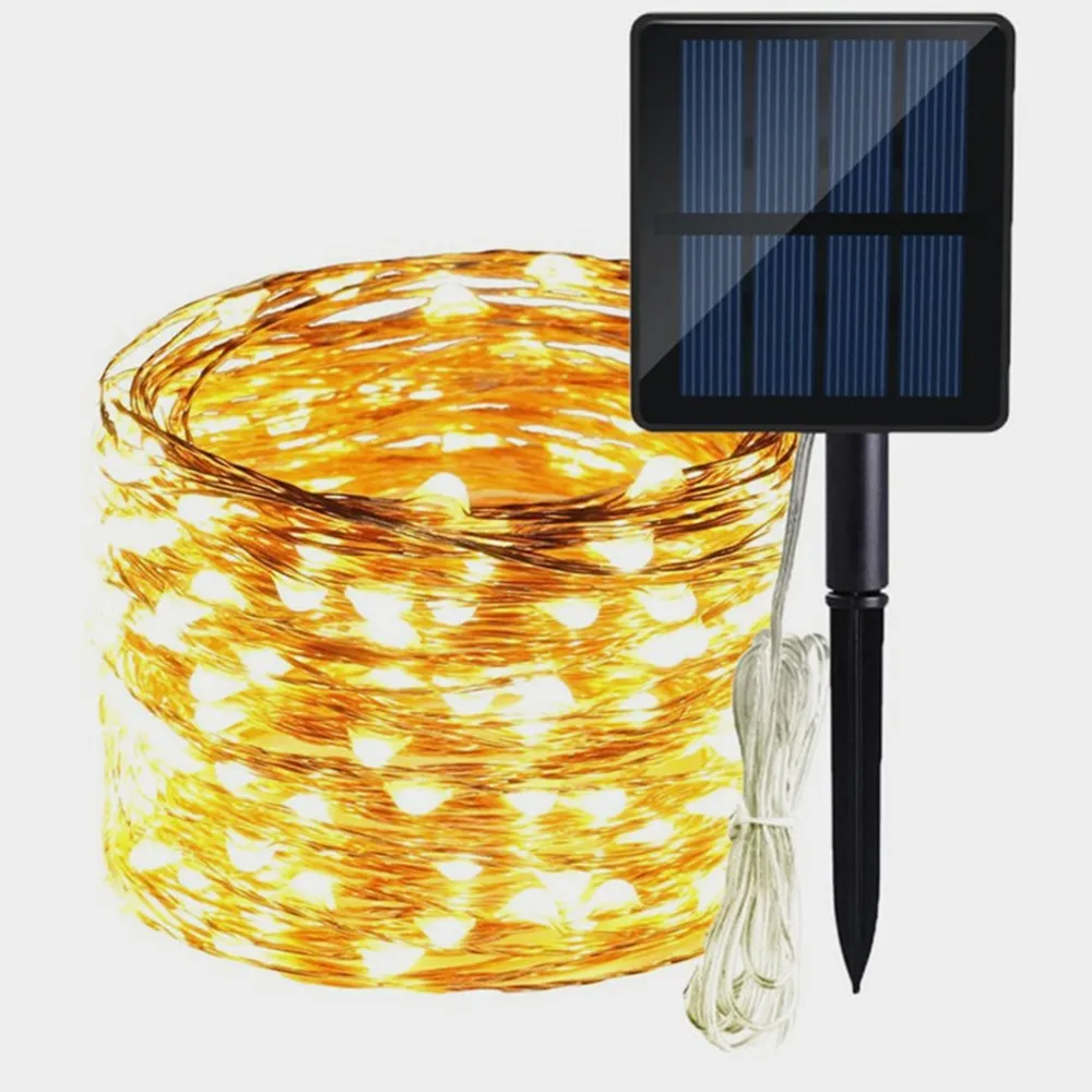 

Светодиодная гирлянда на солнечной батарее, 100/200 светодиодов, IP65, светодиодная гирлянда из медной проволоки, Светодиодная лента, сказосвети...