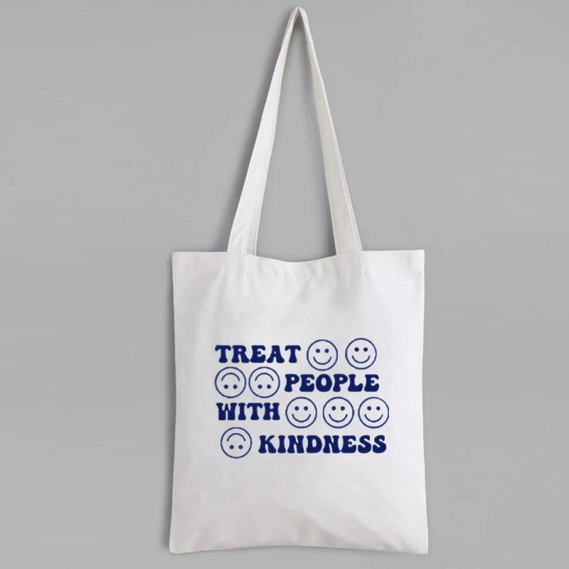 

Сумка-тоут из холщовой ткани с надписью «Treat People», модная сумка на заказ, многоразовые сумки для покупок для бутика, Экологически чистая