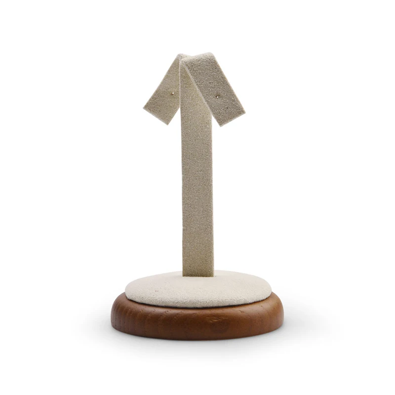 Oirlv Solid Wood Earring Display Holder Ear Stud Display Shelft Round Jewelry Organizer Stand for Showcase