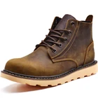 2020 винтажные рабочие ботинки теплые плюшевые зимние ботинки для мужчин из натуральной кожи мужская осенне-зимняя обувь 5 #2010D50