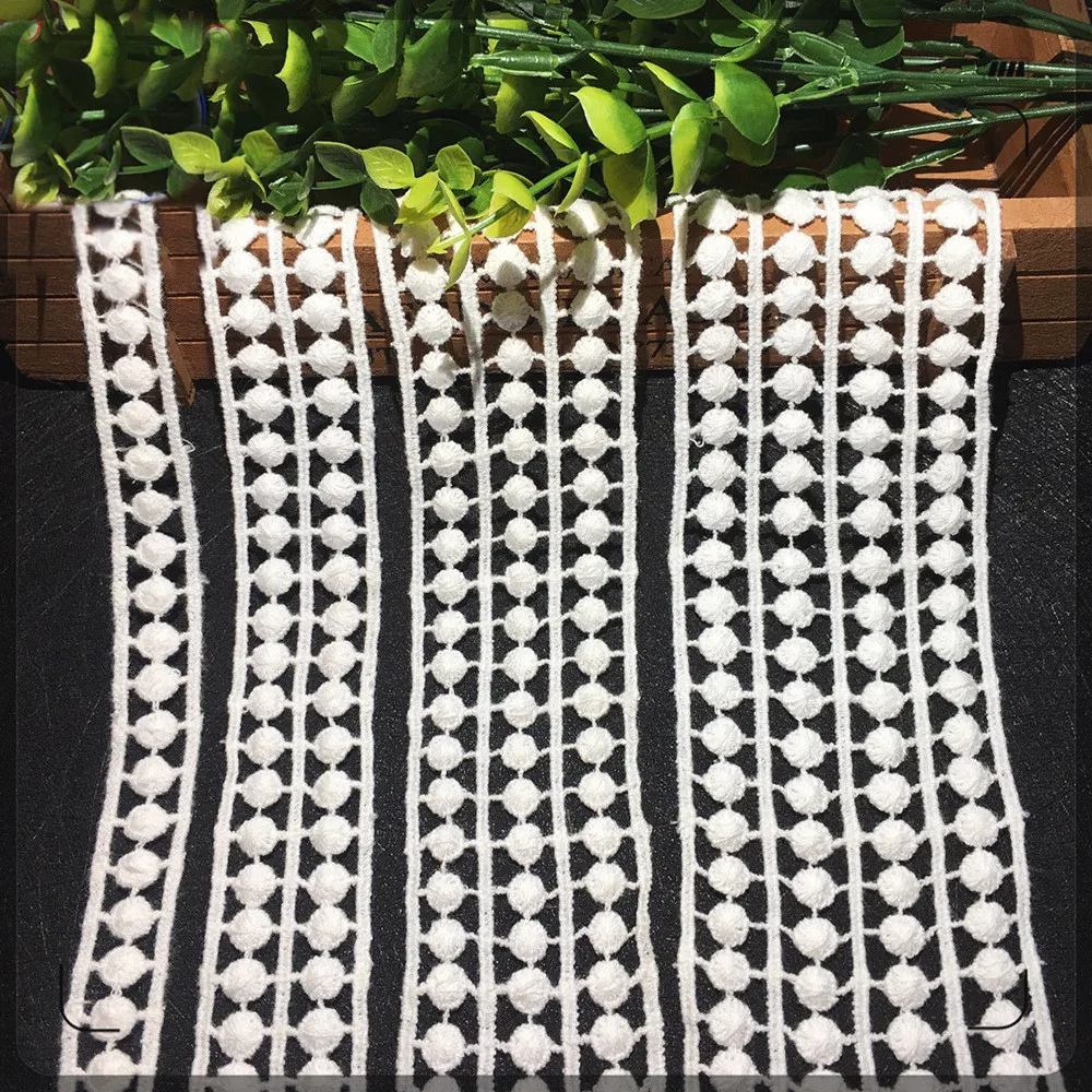 

8cm Bilateral Circle Beanie White Cotton Fabrics Lace Trim Ribbon DIY Handmade Underwear Necklace Sewing Craft Accessories